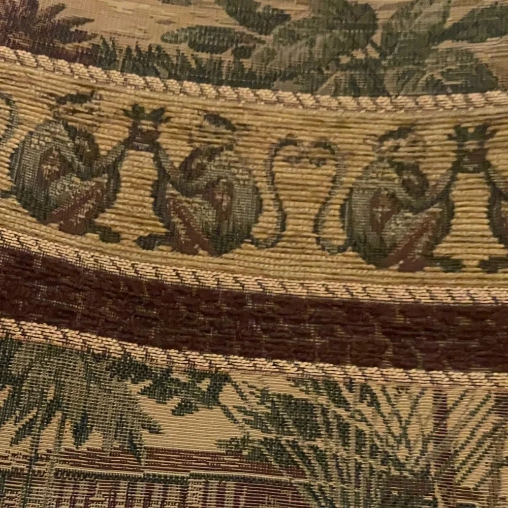 Vintage Chenille Monkeys & Elephants Heavy Tapestry Fabric in Green & Brown